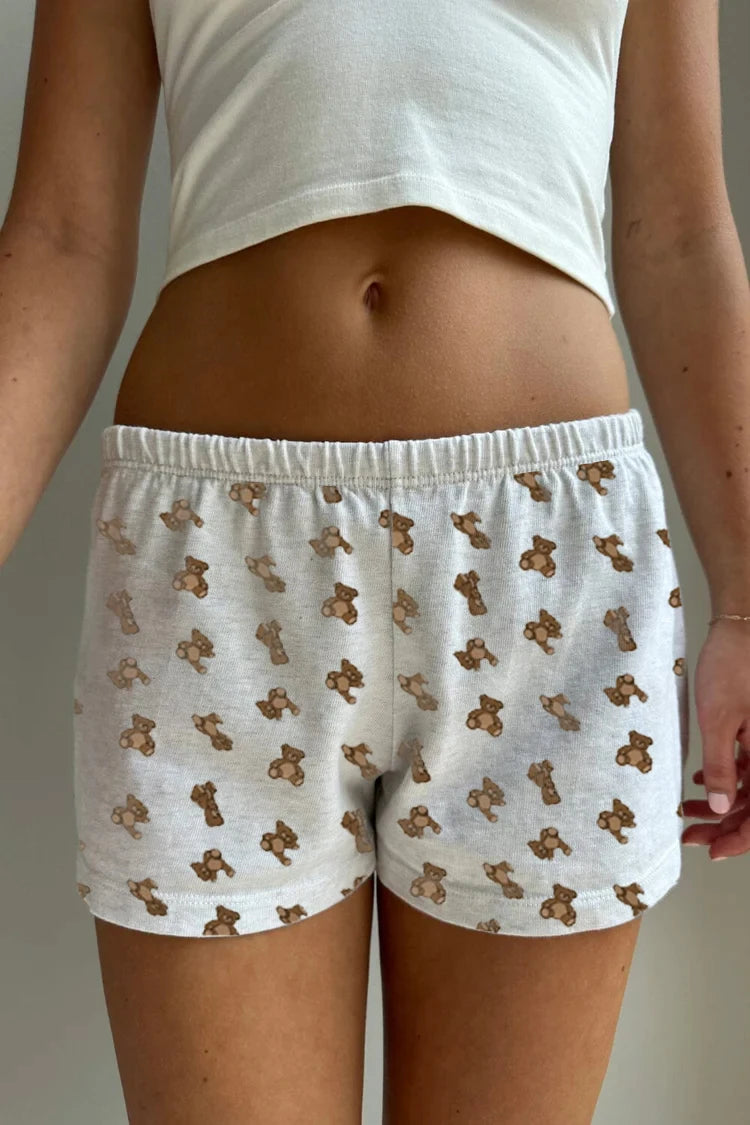 Women’s Shorts Elastic Waist Casual Low Rise Solid Color/Stripes/Cartoon Print Loose Lounge Shorts Going Out Shorts