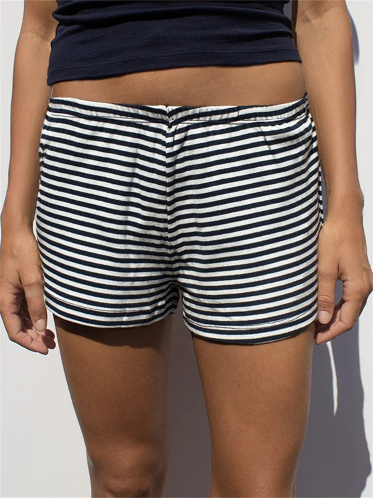 Women’s Shorts Elastic Waist Casual Low Rise Solid Color/Stripes/Cartoon Print Loose Lounge Shorts Going Out Shorts
