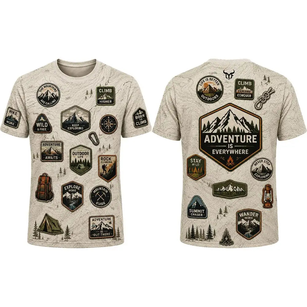 Climbing Graphic T-Shirt Men's Sports Breathable Quick-drying Tee Unisex Outdoor Adventure Hiking Camping O-neck Casual Tops